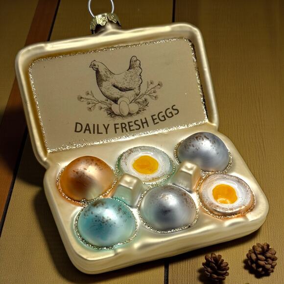 Carton of Daily Fresh Eggs Glass Christmas Tree Ornament Wondershop Target - Picture 5 of 6